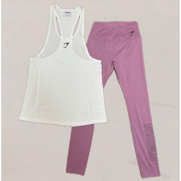 Gymshark Pants - Gymshark training graphic leggings outfit size S / XS white tank & high waist